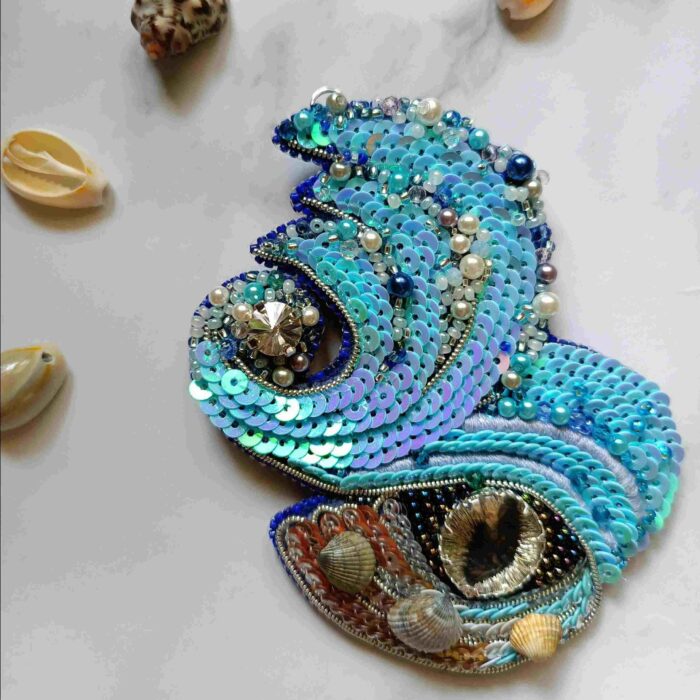 The Sea View Brooch Brosh_from_Lady_Si Бижутерия и аксессуары ручной работы из бисера и натуральных камней Автор: Стёпкина Ирина, г. Краснодар