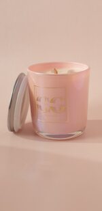 Свеча ароматическая "Аура" 200 мл. в розовом, перламутровом стеклянном стакане — изображение 5