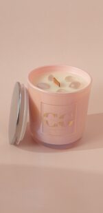 Свеча ароматическая "Аура" 200 мл. в розовом, перламутровом стеклянном стакане — изображение 4