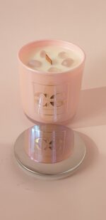 Свеча ароматическая "Аура" 200 мл. в розовом, перламутровом стеклянном стакане — изображение 3