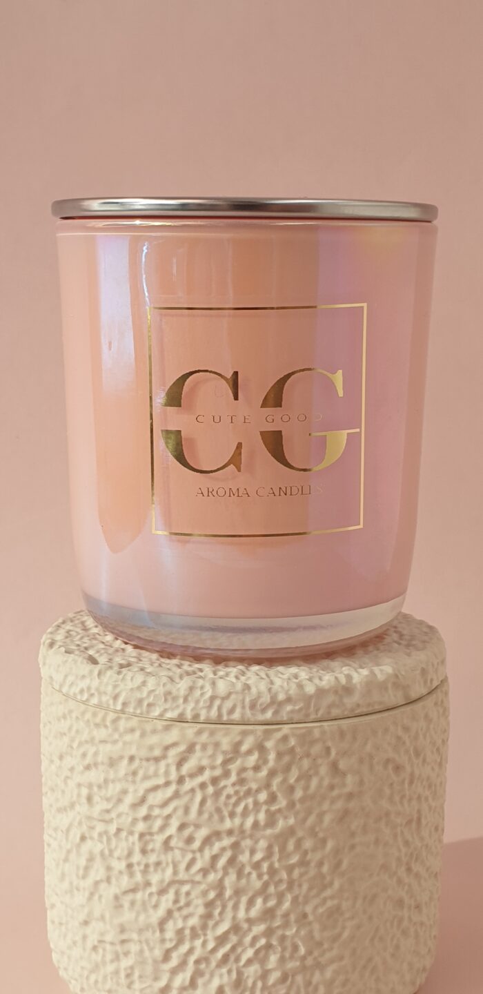 Свеча ароматическая "Аура" 200 мл. в розовом, перламутровом стеклянном стакане — изображение 7