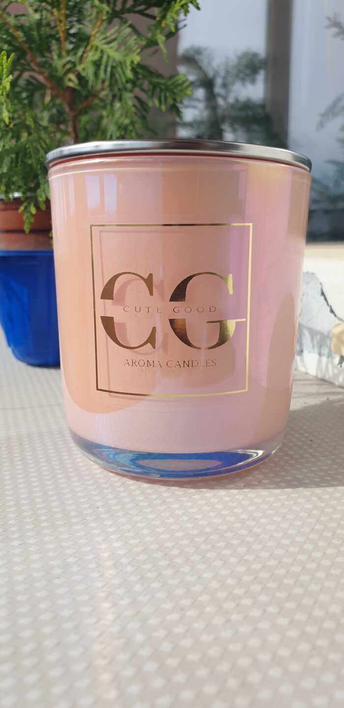 Свеча ароматическая "Аура" 200 мл. в розовом, перламутровом стеклянном стакане — изображение 8