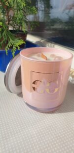 Свеча ароматическая "Аура" 200 мл. в розовом, перламутровом стеклянном стакане — изображение 9