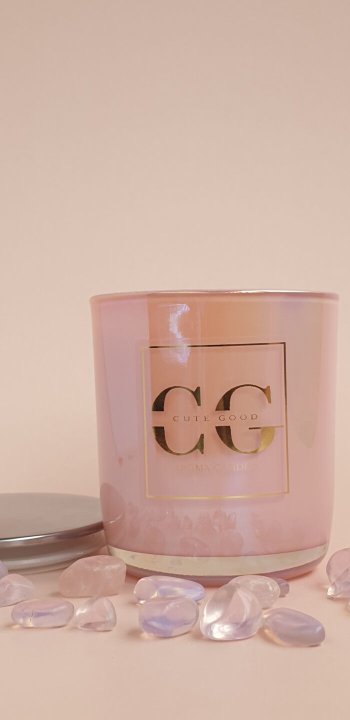 Свеча ароматическая "Аура" 200 мл. в розовом, перламутровом стеклянном стакане — изображение 6