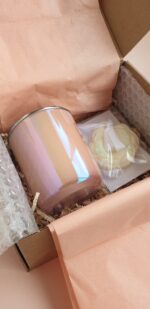 Свеча ароматическая "Аура" 200 мл. в розовом, перламутровом стеклянном стакане — изображение 14