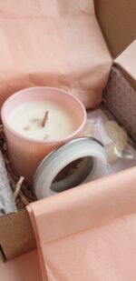 Свеча ароматическая "Аура" 200 мл. в розовом, перламутровом стеклянном стакане — изображение 12