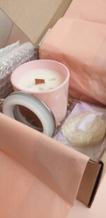 Свеча ароматическая "Аура" 200 мл. в розовом, перламутровом стеклянном стакане — изображение 11