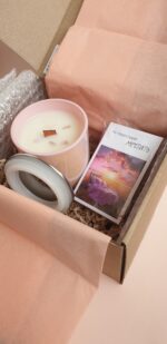 Свеча ароматическая "Аура" 200 мл. в розовом, перламутровом стеклянном стакане — изображение 13