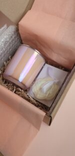 Свеча ароматическая "Аура" 200 мл. в розовом, перламутровом стеклянном стакане — изображение 15