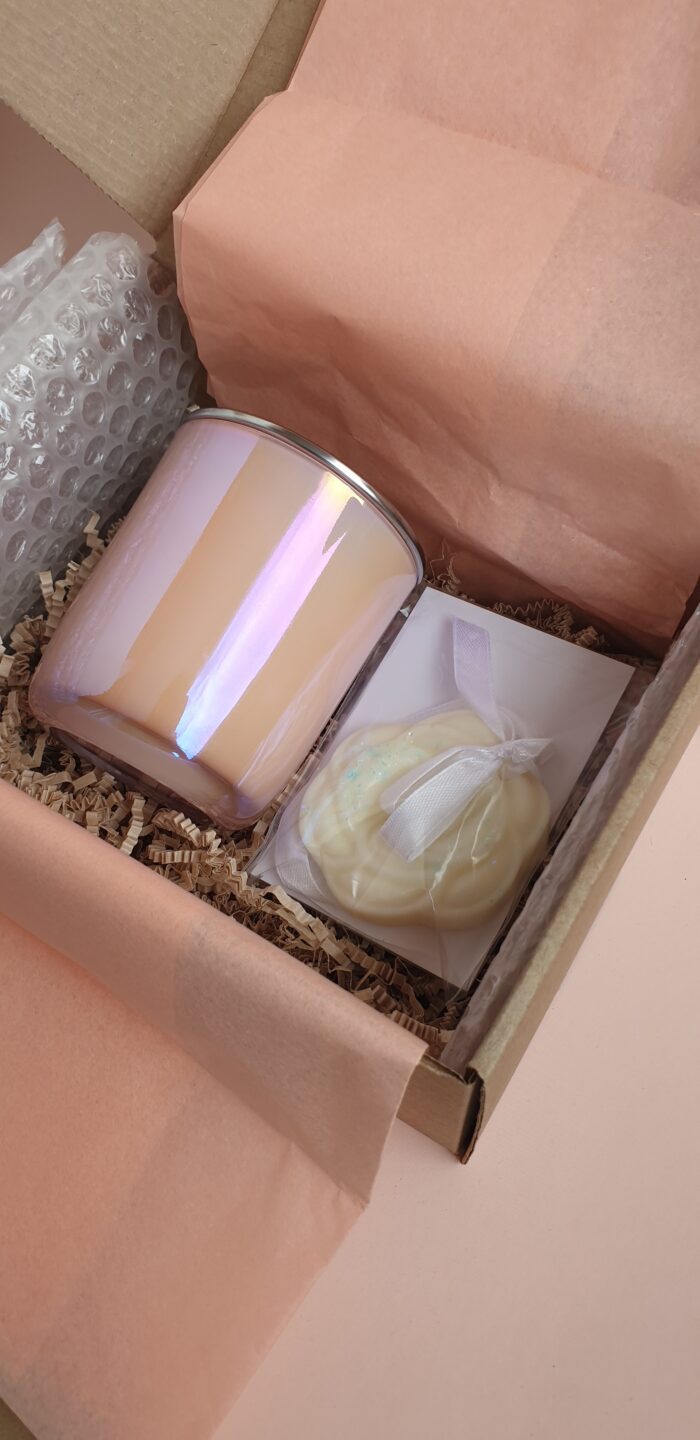 Свеча ароматическая "Аура" 200 мл. в розовом, перламутровом стеклянном стакане — изображение 15