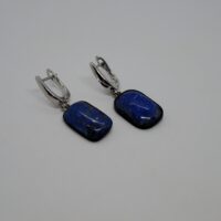 Серьги из кожи с лазуритом.