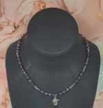 Чокер-браслет 40-45см аметист, подвеска ангел