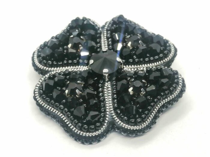 Брошь Клевер черный (на заказ) — изображение 8