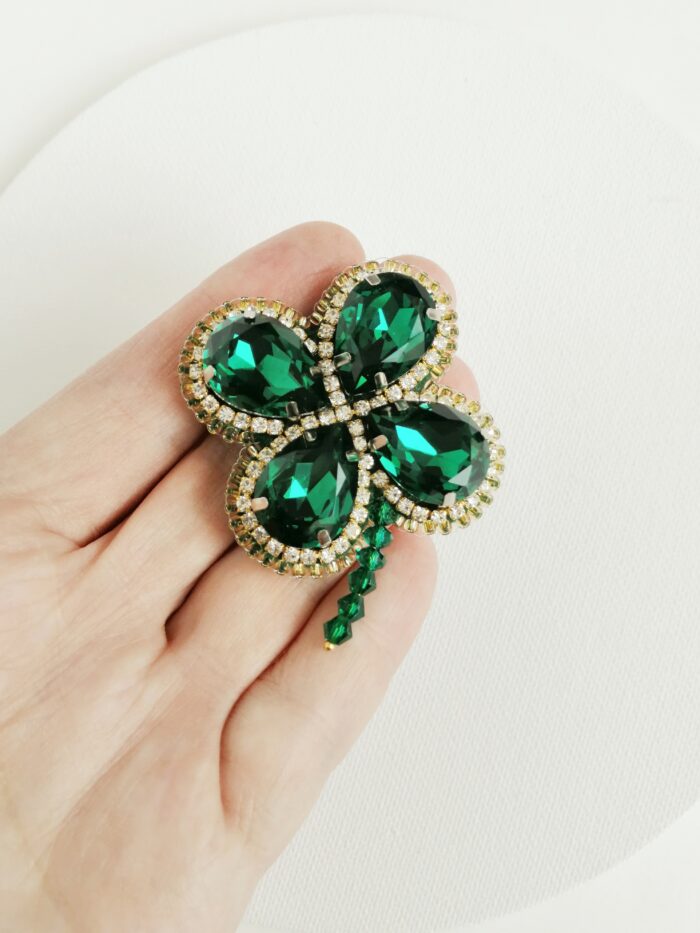 Брошь Клевер зеленый (под заказ) — изображение 3