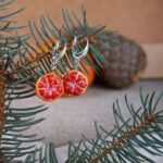 Серьги с грейпфрутом из полимерной глины ручной работы