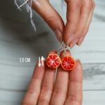 Серьги с грейпфрутом из полимерной глины ручной работы