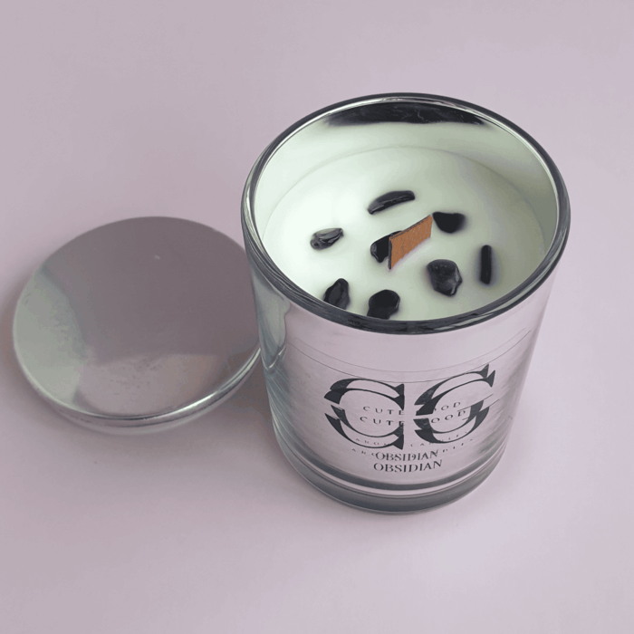 Ароматическая свеча “Защита и Вдохновение” — Обсидиан, стекло, 220 мл — изображение 4