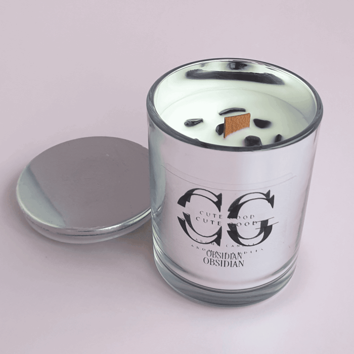 Ароматическая свеча “Защита и Вдохновение” — Обсидиан, стекло, 220 мл — изображение 3