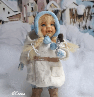 Ватная игрушка "Девочка с мороженым" Интерьерная декоративная игрушка,елочное украшение.