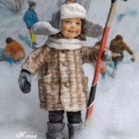 Ватная игрушка "Юный хоккеист" Интерьерная декоративная игрушка, елочное украшение