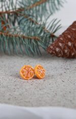 Серьги-гвоздики с мандарином