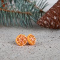 Серьги-гвоздики с мандарином