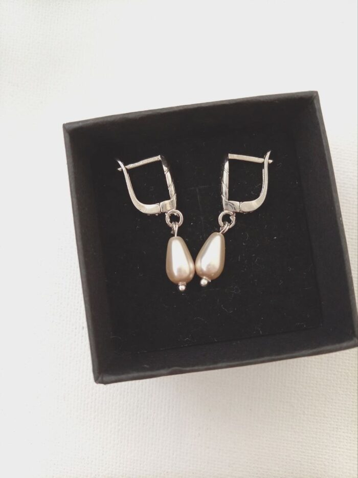 Серьги с чешским жемчугом (капля) — изображение 9