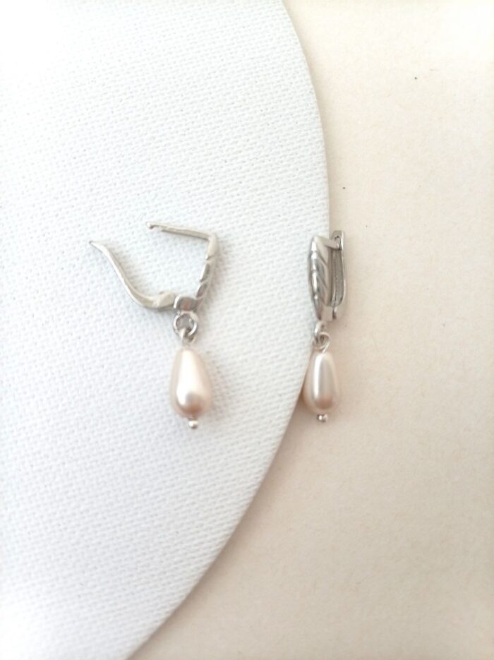 Серьги с чешским жемчугом (капля) — изображение 2