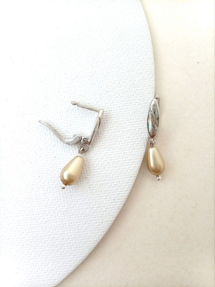 Серьги с чешским жемчугом (капля) — изображение 4