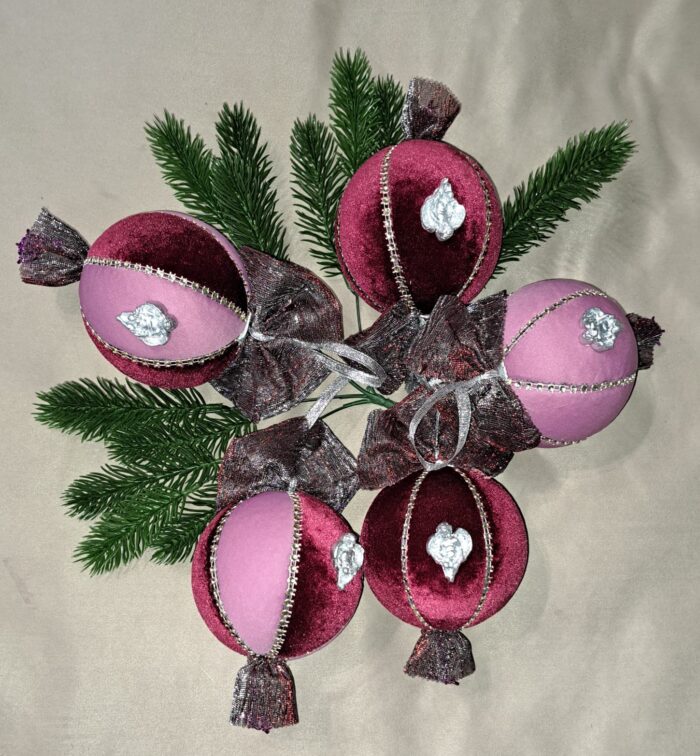 набор новогодних шаров ручной работы 5 штук — изображение 2
