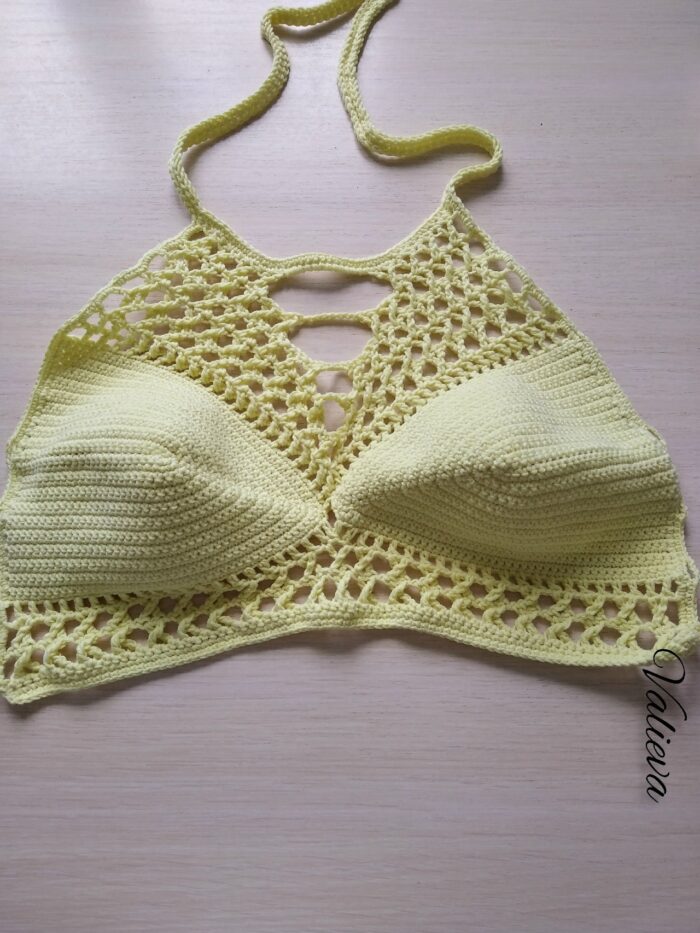 Кроп топ на завязках(шнуровка), связано крючком, ручная работа — изображение 12