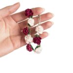 Браслет с пионами из полимерной глины. Элегантный женский браслет ручной работы с романтичными пионами