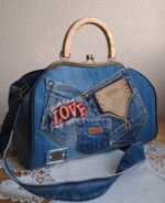 Сумка женская джинсовая с фермуаром, джинсовый стиль — изображение 2