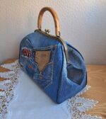 Сумка женская джинсовая с фермуаром, джинсовый стиль — изображение 3