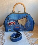 Сумка женская джинсовая с фермуаром, джинсовый стиль