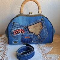 Сумка женская джинсовая с фермуаром, джинсовый стиль