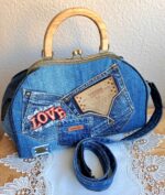 Сумка женская джинсовая с фермуаром, джинсовый стиль — изображение 6