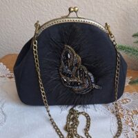 Сумка с вышивкой бисером, бархатная сумочка с фермуаром