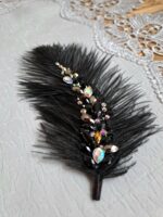Брошь перо страуса с камнями — изображение 2