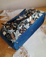 Сумка ручной работы с двойным фермуаром из гобеленовой и джинсовой ткани — изображение 5