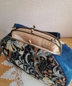 Сумка ручной работы с двойным фермуаром из гобеленовой и джинсовой ткани — изображение 3