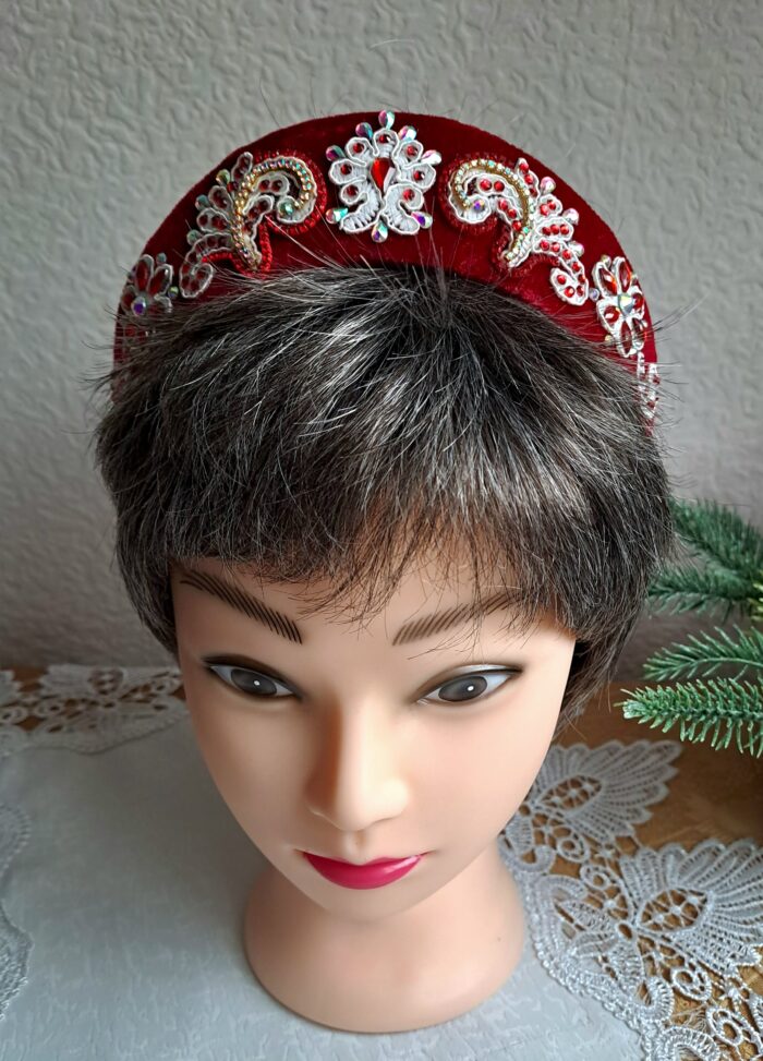 Кокошник ручной работы из бархата, венец в русском стиле — изображение 7