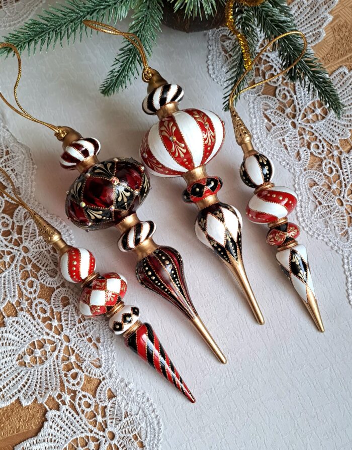 Ёлочные игрушки с ручной росписью в стиле МакКензи, ёлочные украшения — изображение 3