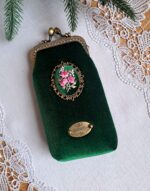 Футляр для очков на фермуаре с вышивкой, очечник в винтажном стиле — изображение 3