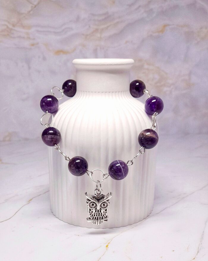 Браслеты: с аметистом и розовым кварцем, с апатитом, с аметистом. — изображение 3