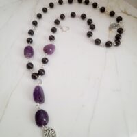 Колье- трансформер с гранатом-альмандином и аметистом