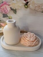 Интерьерный набор для дома из гипса со свечой из соевого воска — изображение 3