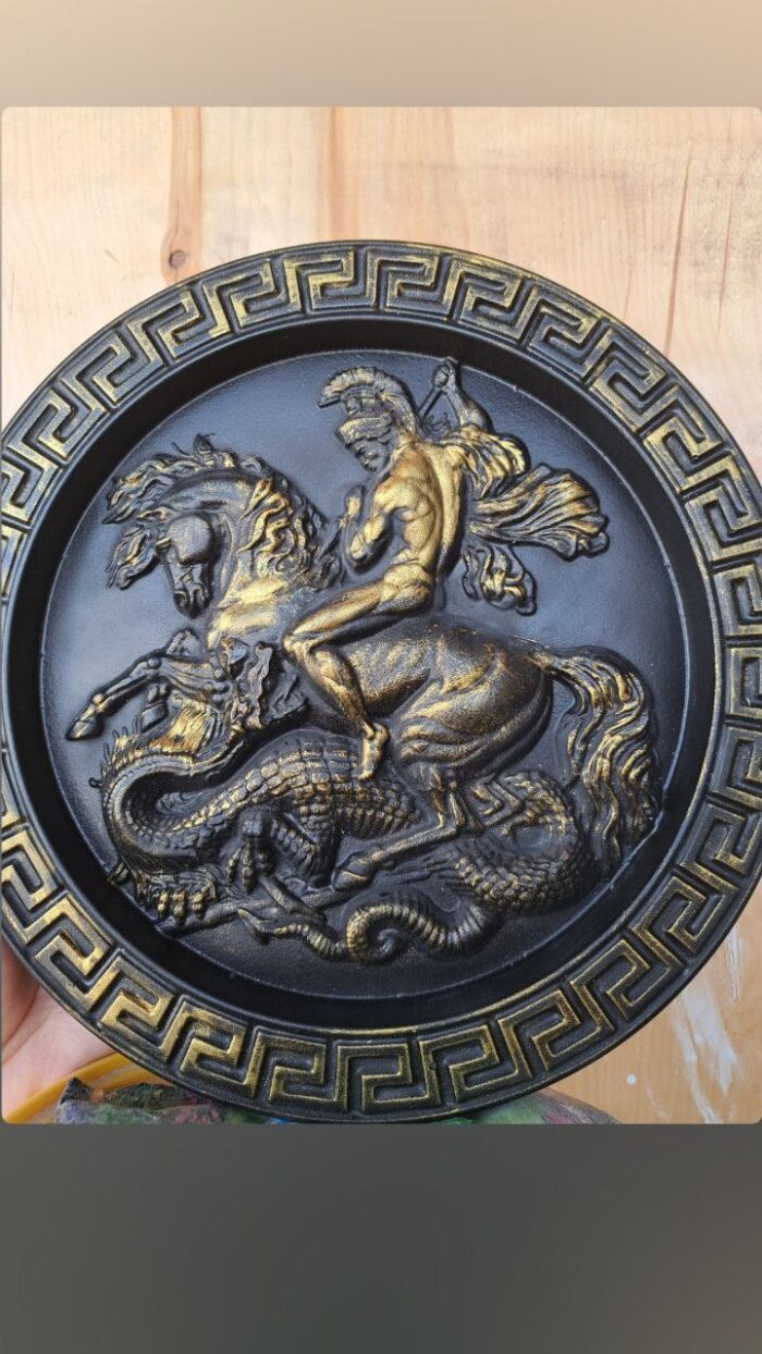 Панно из гипса «Георгий Победоносец» — интерьерный декор ручной работы — изображение 4