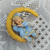 Ватная игрушка "Спящий ангел" Интерьерная декоративная игрушка, елочное украшение.
