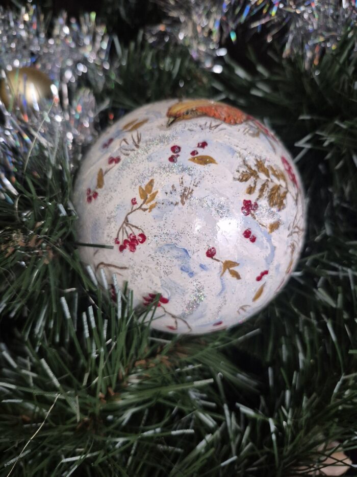 Ёлочная игрушка новогодний шар "Фазаны" — изображение 3